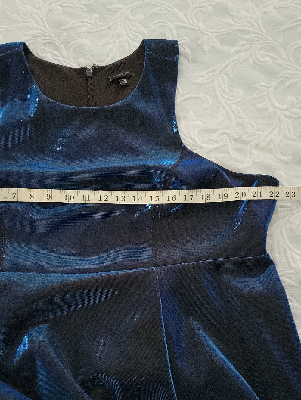 torrid Metallic Shimmer Midi Dress in Deep Blue Sleeveless Sz 20 Party Dress - Picture 7 of 8